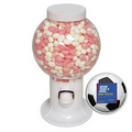 White Gumball Machine Filled with Corporate Color Jelly Beans